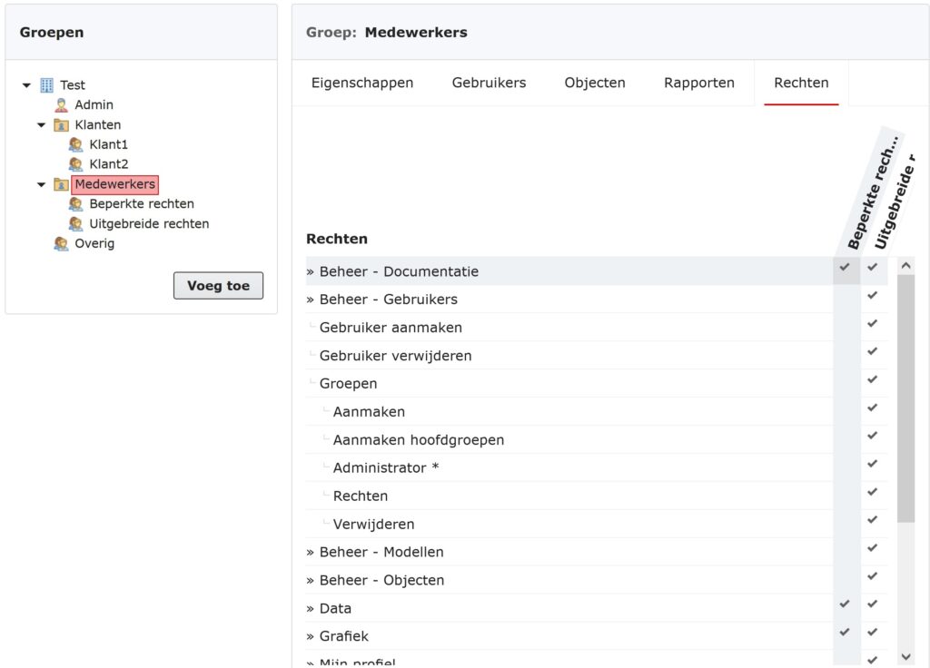 Gebruikersbeheer rechten